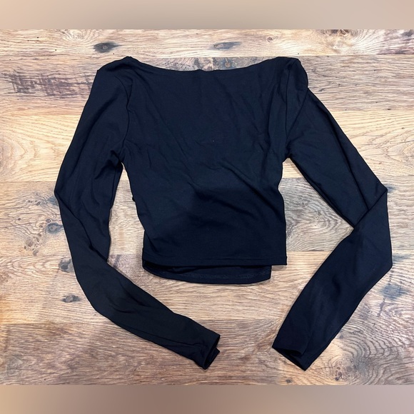 SHEIN Dazy Black Long Sleeve Wrap Women's Top - Picture 5 of 5